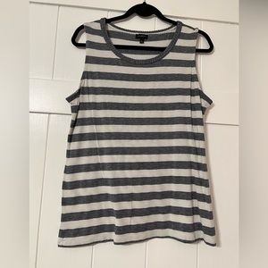 Loft Navy and White Braided Neck Tank Top Sleeveless Large L